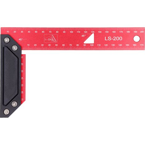 Règle d'angle en aluminium en forme de L de haute précision pour le travail du bois, avec graduations laser, 200 mm. (1/5)