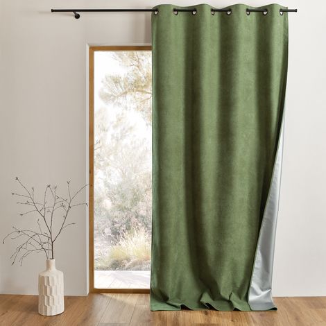 Rideau thermique occultant à œillets et réflecteur de chaleur Vert Olive 140x260 cm