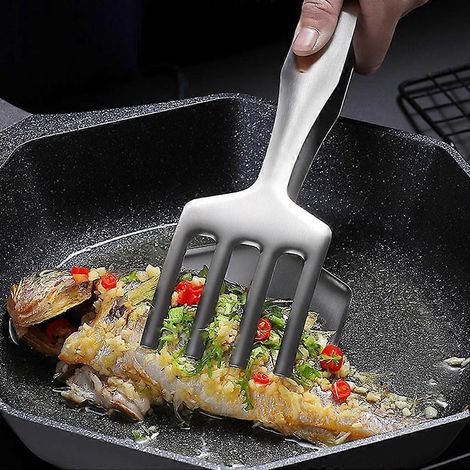 Pince à griller en acier inoxydable, résistante à la chaleur, pour griller, faire frire et griller au barbecue. (1/4)