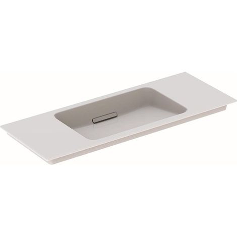 Lavabo pour meuble Geberit ONE sortie horizontale, compact, 105x40cm, sans troude robinetterie, trop-plein dissimulé, blanc, KeraTect, blanc brillant