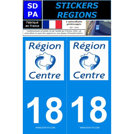 ADHESIFS REGION DEPARTEMENT 18 CENTRE VAL DE LOIRE X2