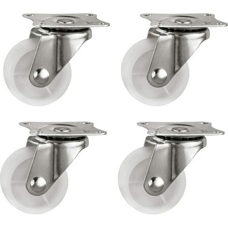 4 Pièces Roulettes Pivotantes Universelles Sans Frein Meubles de Roulette 40mm Roues Pivotantes pour Meubles,Chariots,Chaises,Charge 20 kg,Blanc (1/5)