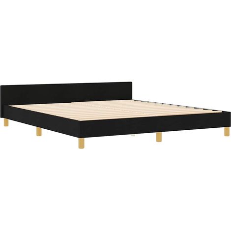 Estructura de cama con cabecera Negro 180 x 200 cm tela vidaXL (1/5)