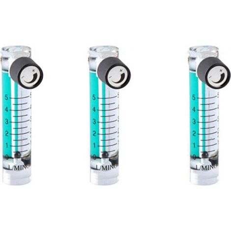 Débitmètre d'oxygène 3X 0,1-5 LPM 1 L avec vanne de régulation pour oxygène, air et gaz (1/2)