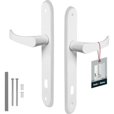 Maniglia per porta, lunghezza: 90 cm, alluminio, con chiave, bianca (1/5)
