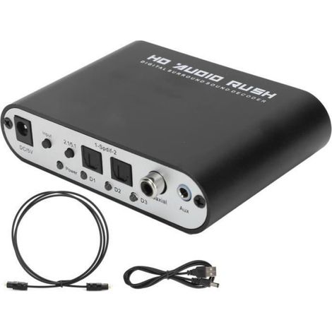 Décodeur Audio - 5.1 Canaux - DTS AC3 - Entrée Optique Coaxiale USB - Sortie RCA Multicanal - 1 Pièce (1/4)