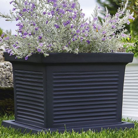 Vaso in Polimero Monacis Quadro Millerighe Antracite cm 50 (48X48X38h) (1/5)