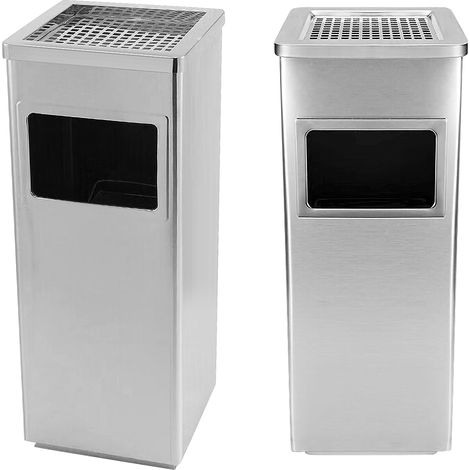 Lot de 2 Poubelle verticale carrée 35L Poubelle de cuisine carrée verticale équipée de porte-cendres seau intérieur amovible 242460cm argent (1/5)