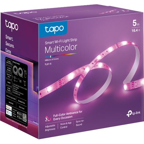 Tp-Link – Ruban LED 2x5m WiFi connecté multicolore TL6110 – Adhésif 3M puissant – Commande vocale Alexa/Google Assistant – Ambiance personnalisable (1/5)