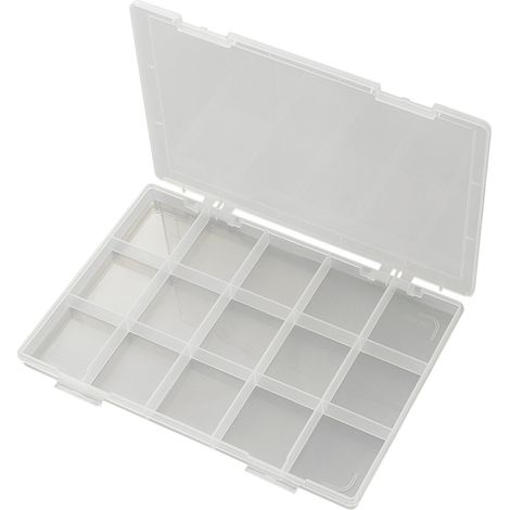 TRU COMPONENTS EKB-103 Sortimentskasten (L x B x H) 285 x 209 x 23 mm Anzahl Fächer: 15 feste Untert