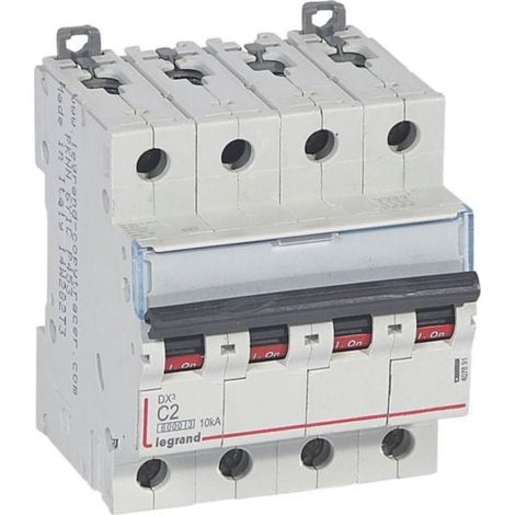 Disjoncteur DX³6000 10kA arrivée haute et départ bas à vis 4P 400V - 2A - courbe C - pour peigne HX³ traditionnel - LEGRAND