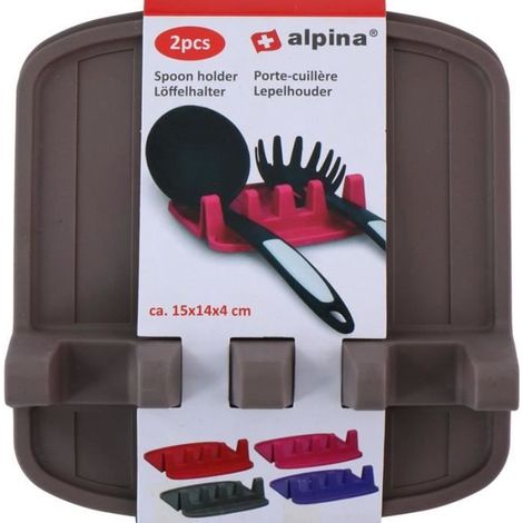 Porte-cuillère - ALPINA - Noir - Silicone - 15x14x4 cm - Rangement hygiénique