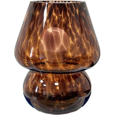 Lampe champignon en verre à pois fleuris colorés, lampe de bureau décorative rétro américaine, lampe d'ambiance USB pour chevet C (1/5)