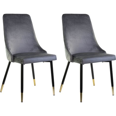 Sedia SAINT TROPEZ con Struttura in Metallo Nero e Oro Seduta Imbottita in Velluto, Poltroncina di Design Moderno ed Ergonomico per Casa, Ufficio, Sala da Pranzo 2 X S.TROPEZ GRIGIO (1/3)