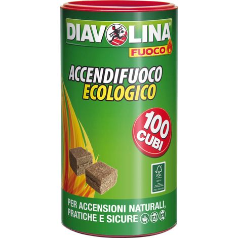 Diavolina Fuoco ACCENDI-FUOCO Ecologico in Cubi - Confezione 100 Pezzi - Combustibili per Stufe (1/10)