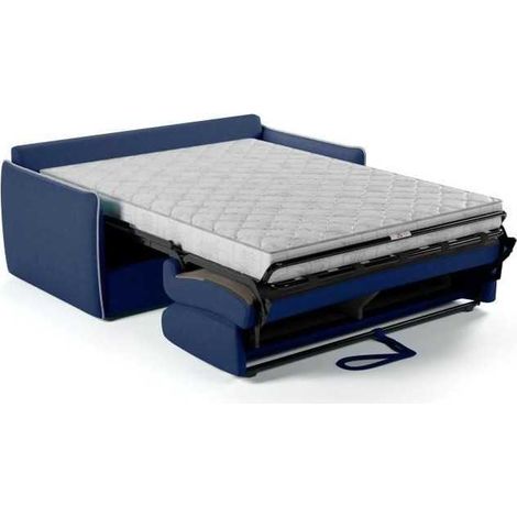 Canapé convertible 3 places express – Tissu bleu – Couchage 140x190 cm – Dimensions L175xP100xH87 cm – Matelas 14 cm (1/5)