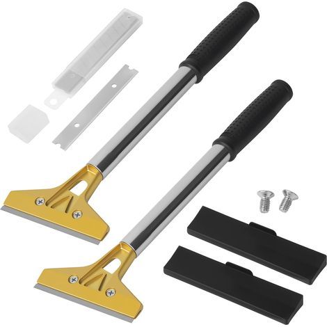 Glass Scraper with 20 Blades, Stainless Steel Paint Scraper, Carbon Steel Blades 100 mm, for Cleaning Hobs, Wallpaper, Glue, Mirror, Tiles (1/5)