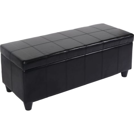 Banco baúl Kriens, cuero + polipiel, 112x45x45cm Certificado MVG, negro
