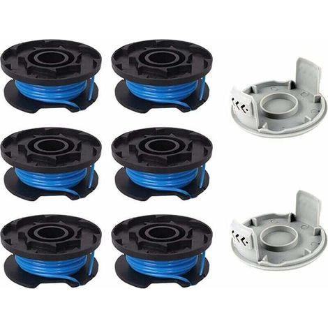 8 Pièces Bobine de Rechange pour Débroussailleuse,Compatible Avec Ryobi One + AC14RL3A-18V 24V 40V,Coupe-fil Sans Fil Line 11ft,6 Bobines + 2 Capuchons de Coupe, (1/4)