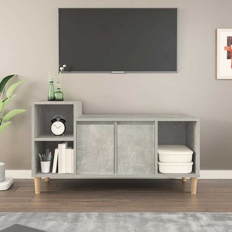 vidaXL TV Cabinet Concrete Grey 100x35x55 cm Engineered Wood (1/5)