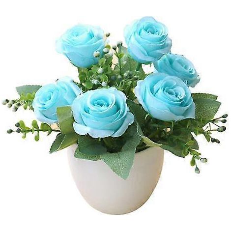 Plante artificielle en pot, bonsaï, belle rose artificielle en plastique, décoration pour salonbleu (1/5)