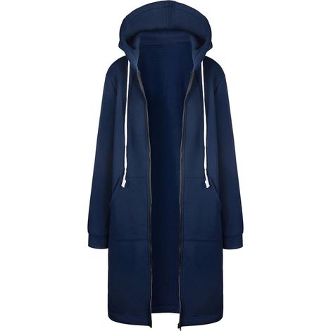 Sweat-shirt à capuche long zippé ample et décontracté pour femme, veste tunique avec poches (1/5)