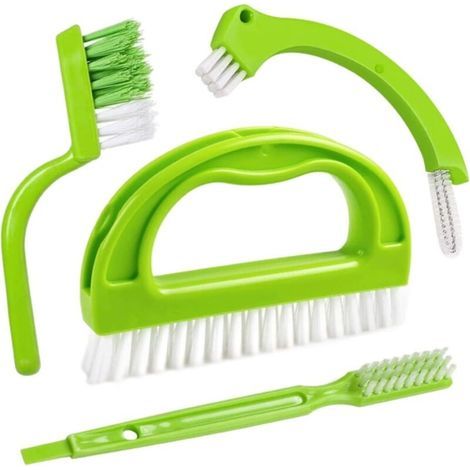 Set of 4 grout cleaning brushes, tile grout cleaning brush with handle for deep cleaning, household cleaning brush for door and window tracks (1/5)