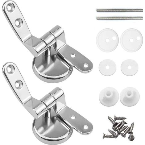 Toilet Seat Hinge Fasteners, Pack of 2 Replacement Toilet Seat Hinges with Zinc Alloy Fixings (1/5)