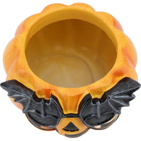 Cache-pot citrouille mignon en résine, déco ornement vase visage citrouille pour intérieur extérieur plantes jardin (1/5)