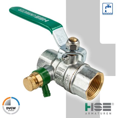 UNIWATER Trinkwasser-Kugelhahn mit Entllerung beids. Innengewinde 3/4 Zoll (DN 20), Typ 1497 (1/5)