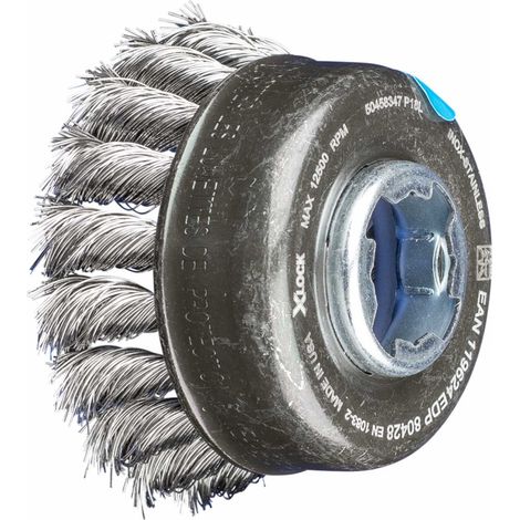 PFERD Topfbürste gezopft TBG Ø 65 mm Bohrung 22,2 mm/X-LOCK Edelstahl-Draht-Ø 0,35 mm Winkelschleifer (1/5)