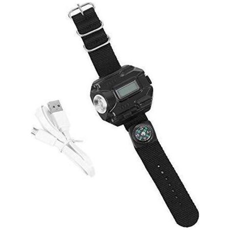 USB-Taschenlampe mit Uhr und Kompass, wiederaufladbar, wasserdicht (1/5)