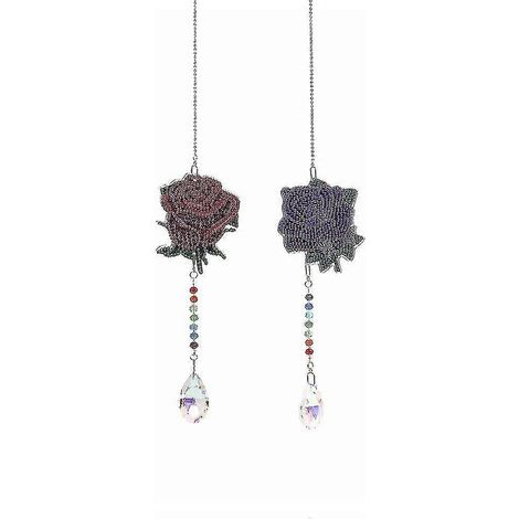 Lot de 2 kits de peinture diamant à faire soi-même pour décorer une fenêtre, lustre en cristal avec carillon éolien, pendentif pour la maison et le jardin (Style 1) (1/4)