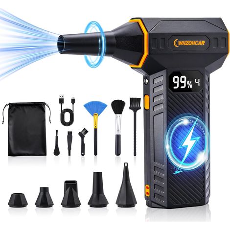 Souffleur Air Comprimé 4 Vitesses 200000 TR/Min mini Souffleur sans Fil avec Batterie 12000mAh pour Le Nettoyage de Canapé, Voiture,Nettoyage PC, Maison pour Animaux domestiques air Duster (1/5)