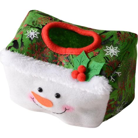 Bonita funda para caja de pañuelos navideña, ideal para oficina, cocina, sala de estar (verde) (1/4)