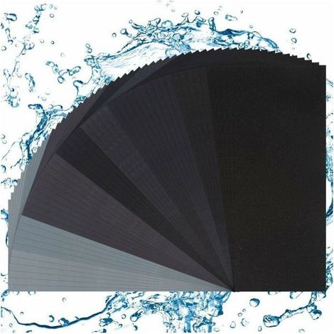 Online Store - BDD Papier de verre, 90 feuilles de papier de verre pour le polissage et le ponçage, 10 feuilles de papier gommé à l'eau (400 600 (1/5)