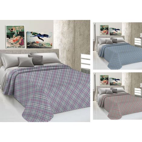 Copriletto Piquet Primavera Estate 100% Cotone Disegno Scotty Scozzese, misuraSingolocoloreBeige