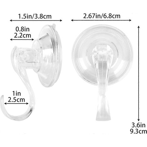 Crochets à ventouses pour couronnes de porte vitrée, grands crochets à ventouses transparents et résistants pour couronnes d'extérieur avec lingettes pour porte d'entrée, supporte jusqu'à 7,2 kg (8 pi (1/3)