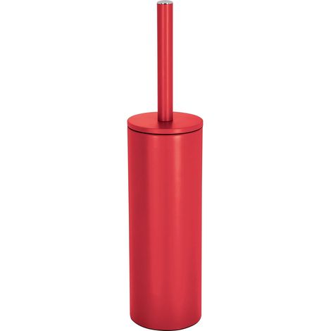 Brosse WC avec Support - 1 Ensemble - Acier et Plastique Robuste - Tête Interchangeable et Couvercle Hygiénique - Pour Salle de Bain Moderne - Rouge Mat 40 x 9,5 x 9,5 cm (1/2)