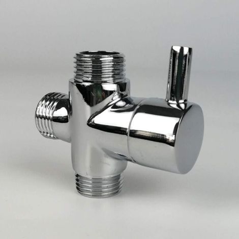 Vanne de dérivation, robinet en laiton mâle G1/2, adaptateur en T, accessoires de robinet de douche de salle de bain chromé, vanne de remplissage à 3 voies mâle (1/3)