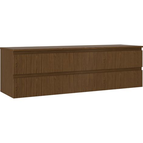 Mexen Rivel mueble de baño bajo lavabo 160 cm con encimera, 2 cajones, ranurada, nogal - 91A20-16047-2-BFFC86 (1/5)