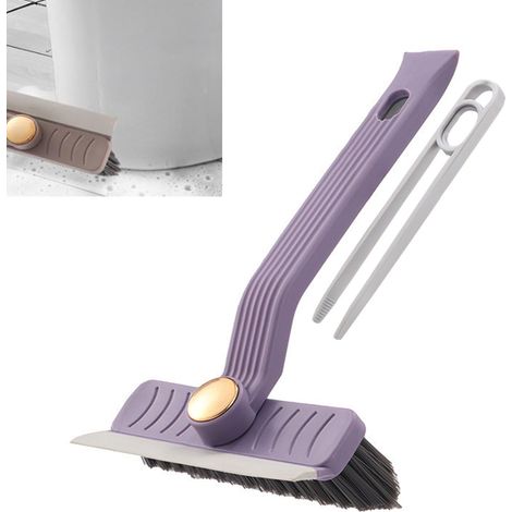 1 brosse de nettoyage facile à nettoyer avec clip, brosse grattoir, brosse pour fissures de sol, rotative, convient pour la salle de bain (violet) (1/5)