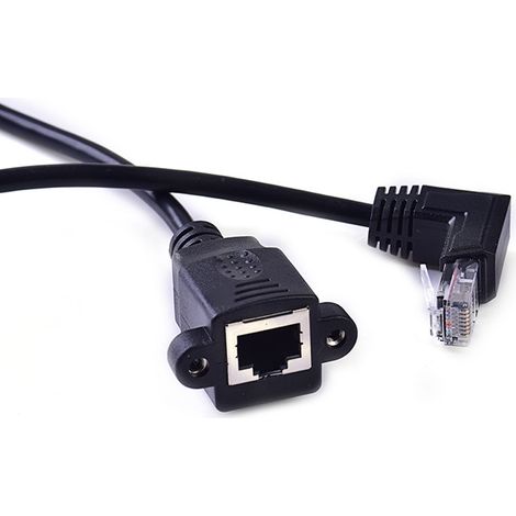 Downward angled network extension cable, male-female RJ45 connector with screw hole, high-speed RJ45 male-female network connector (1/5)
