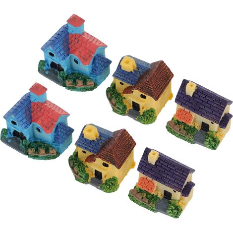 Maison Miniature Décorative 6 Pièces en Résine, Figurines de Maison (1/5)