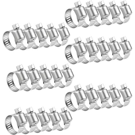 Colliers de serrage de 30 pièces en acier inoxydable 304 16-25 mm, attaches réglables pour tuyau d'eau, maison, jardin, machine à laver (1/5)