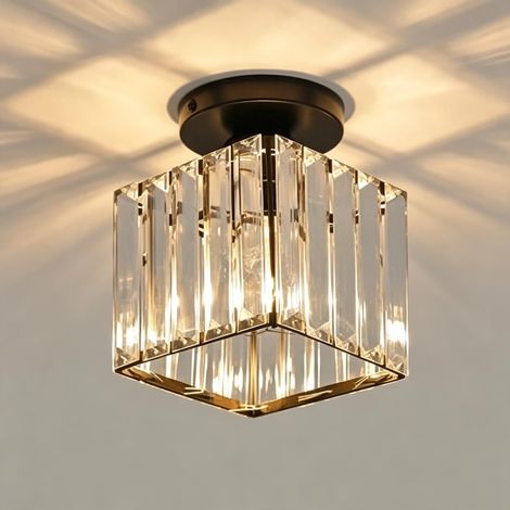 Plafonnier Moderne en Cristal, Noir Lampe de Plafond avec Paralume (1/5)