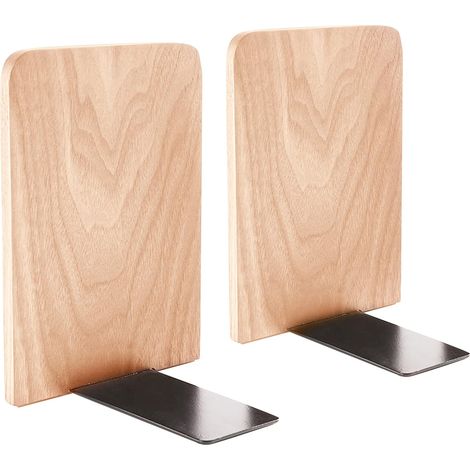 Soporte Para Libros - Madera De Haya - Forma En L - Para Libros Documentos Dvd - Base Antideslizante - Para Estantería Oficina Biblioteca - 2 Unidades (1/5)