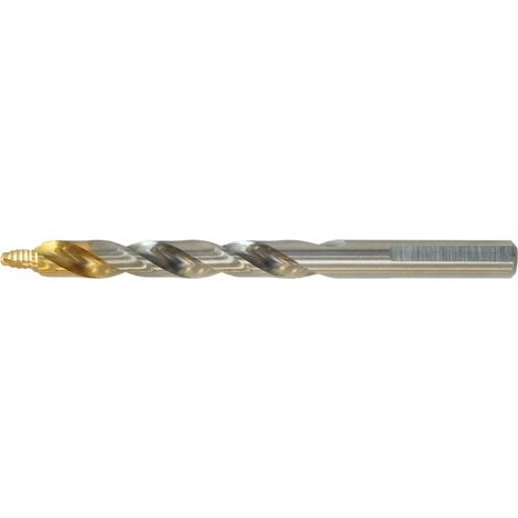 Foret hélicoïdal HSS-E (Co) avec pointe étagée TIN et tige à 3 plaques, DIN 338, pour acier et VA, taille : 2,5 mm de diamètre, Nombre d'articles : 1 (1/5)