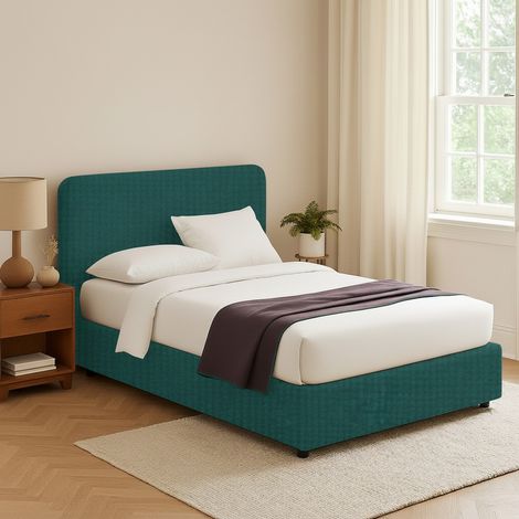 Letto Piazza e Mezza Telford, Sfoderabile, Contenitore Made in Italy, Verde Petrolio (1/5)
