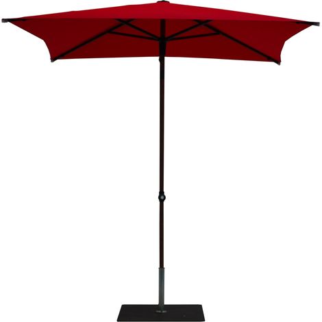 Ombrellone da Giardino 2x2 m Palo Ø38 mm in Alluminio Effetto Legno Tessuto Poliestere Trend Wood Rosso (1/5)